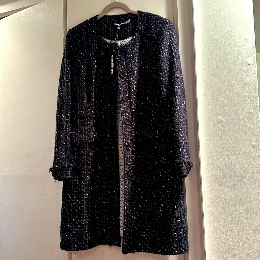 Karl Lafarfeld midi coat. Sz 12. With tags.